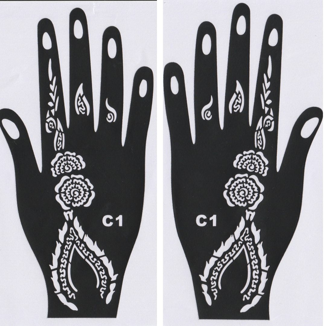 Beautiful Henna Stencils - Both Hands/ Mehendi Designs/ Mehendi DIY Stencil - C1