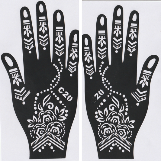 Beautiful Henna Stencils - Both Hands/ Mehendi Designs/ Mehendi DIY Stencil - C20