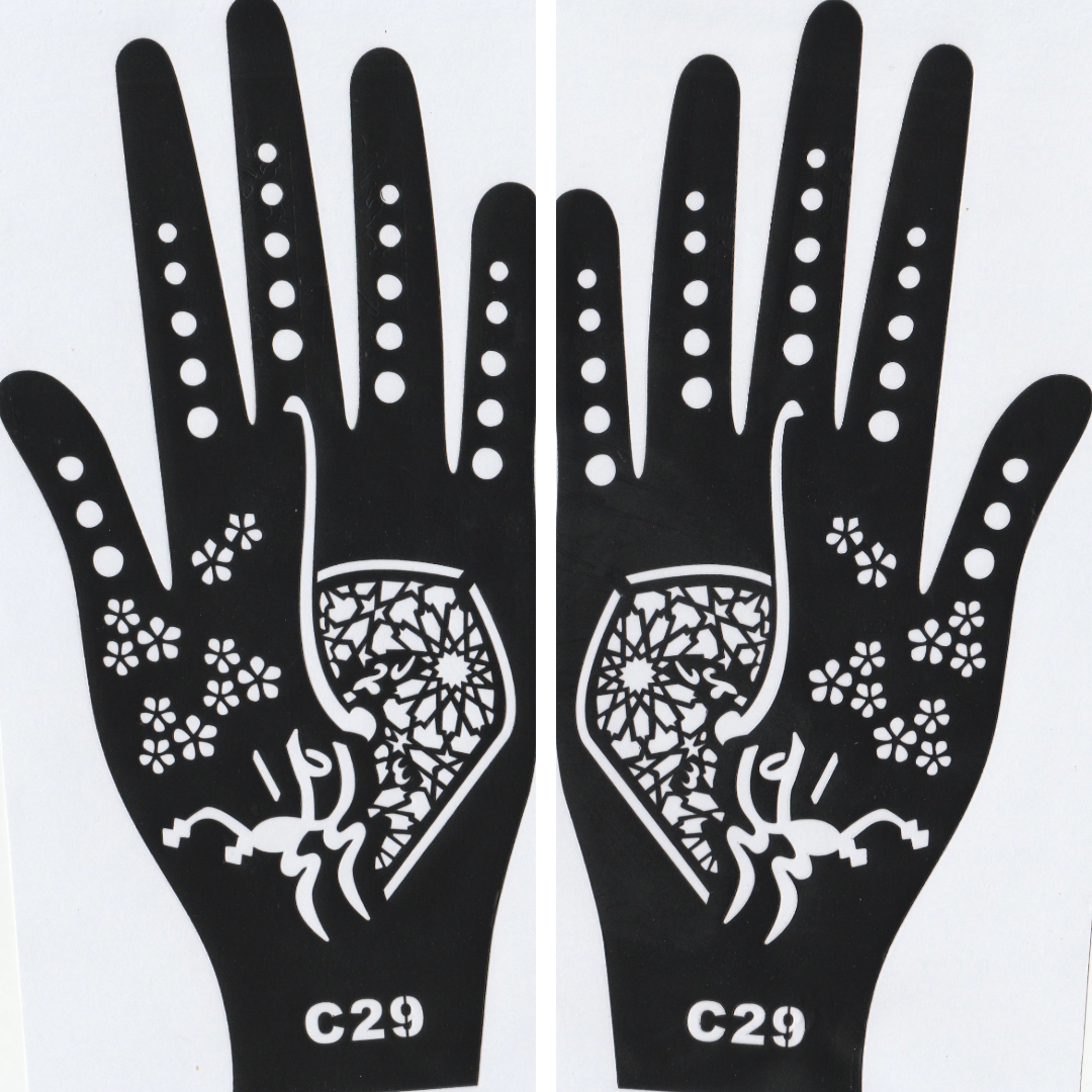 Beautiful Henna Stencils - Both Hands/ Mehendi Designs/ Mehendi DIY Stencil - C29