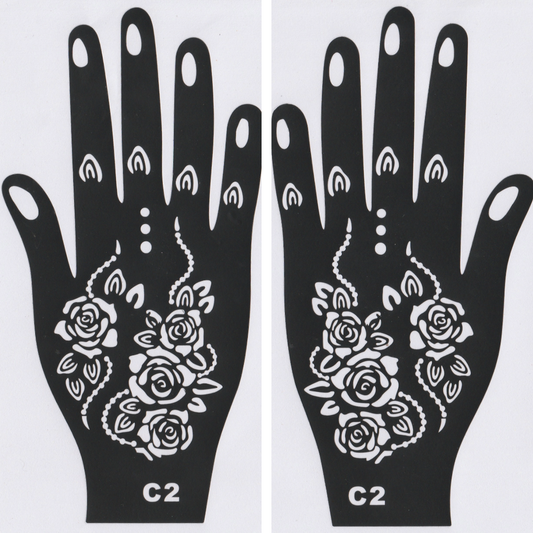Beautiful Henna Stencils - Both Hands/ Mehendi Designs/ Mehendi DIY Stencil - C2