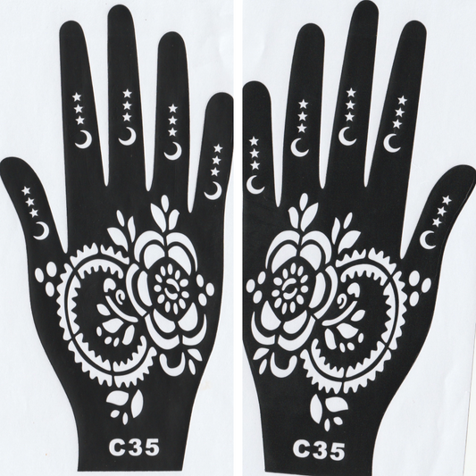 Beautiful Henna Stencils - Both Hands/ Mehendi Designs/ Mehendi DIY Stencil - C35