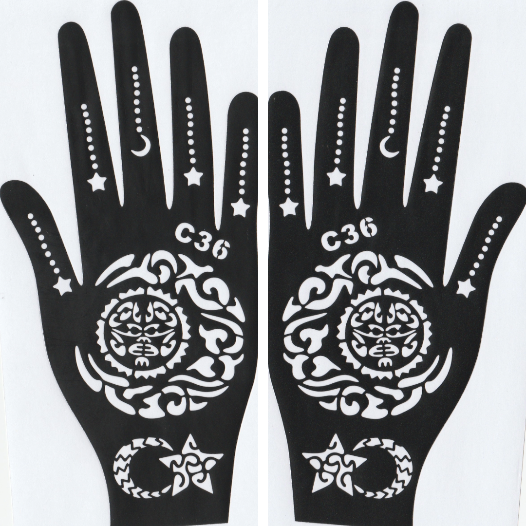 Beautiful Henna Stencils - Both Hands/ Mehendi Designs/ Mehendi DIY Stencil - C36