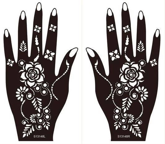 Beautiful Henna Stencils - Both Hands/ Mehendi Designs/ Mehendi DIY Stencil - 13148