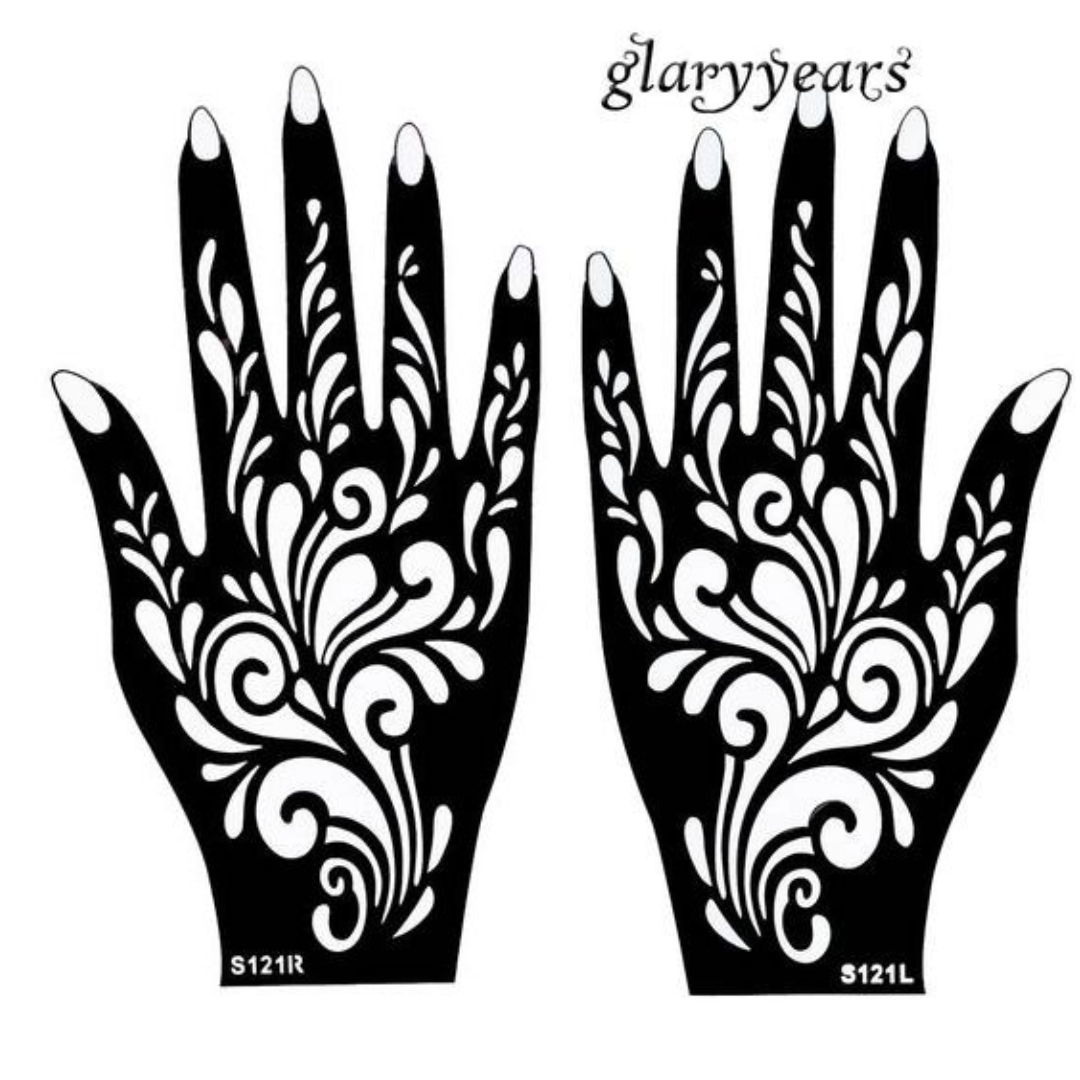 Beautiful Henna Stencils - Both Hands/ Mehendi Designs/ Mehendi DIY Stencil - S121