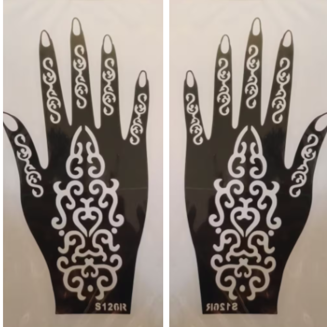 Beautiful Henna Stencils - Both Hands/ Mehendi Designs/ Mehendi DIY Stencil - SR126