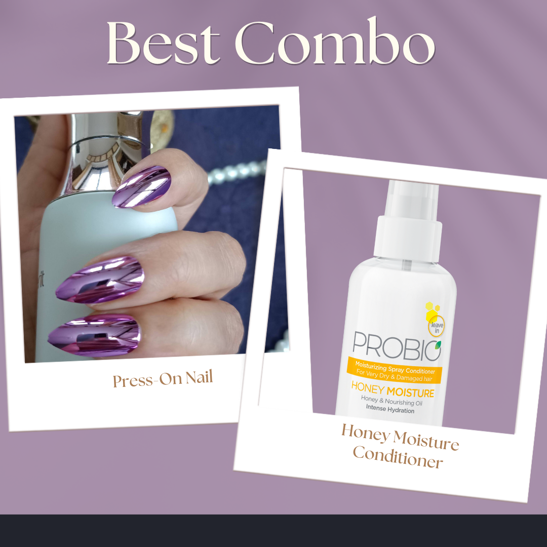 Probio Honey Moisture Spray Conditioner - 100 ml + Press-On nails Purple Chromatic under 100
