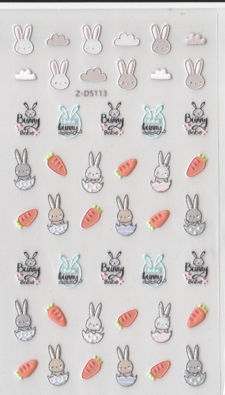 5D Self-Adhesive Nail Art Stickers - Bunny 5113