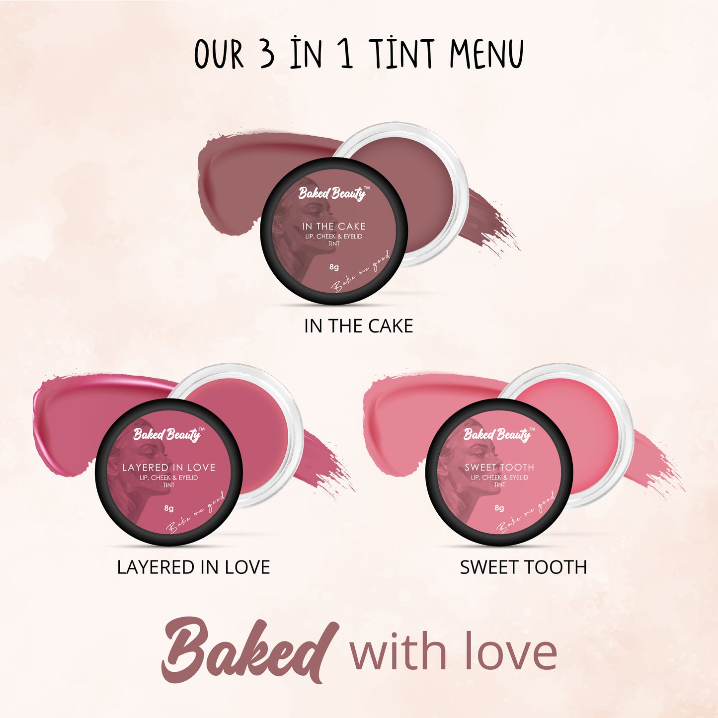 Lip and Cheek Tint with Long Lasting, Waterproof and Smudgeproof Formula, In The Cake - 8g