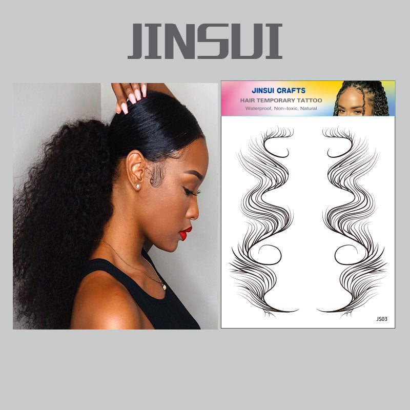 Hairline Temporary Tattoo Stickers for Women Girls | Fashion Curly Hair | Waterproof | Non-Toxic | Natural Looking - JS03