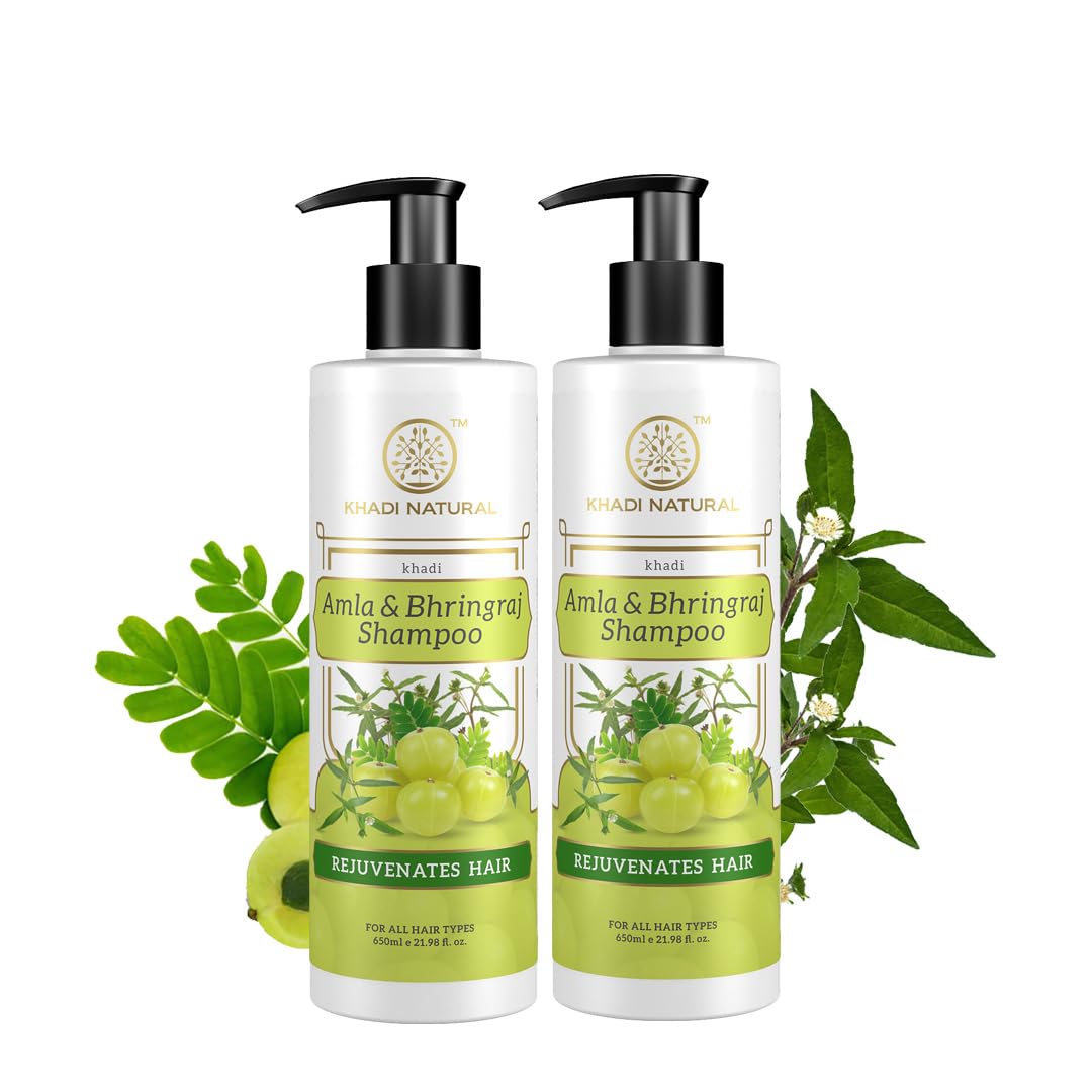 Khadi Natural Amla & Bhringraj Cleanser Shampoo Pack of 2 (630ml)