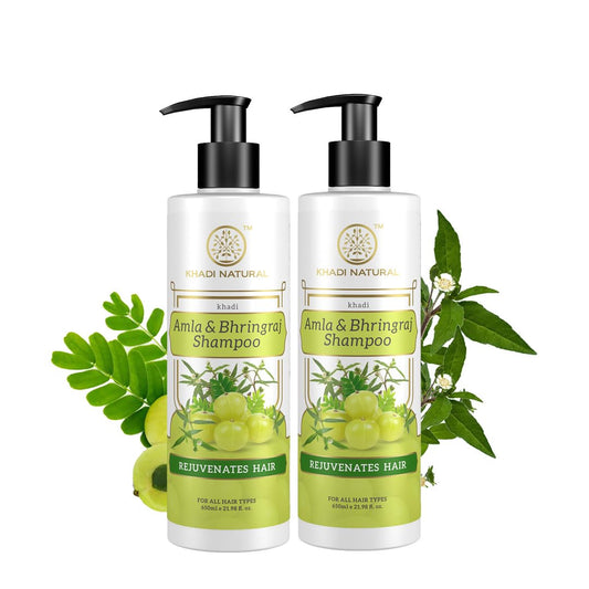 Khadi Natural Amla & Bhringraj Cleanser Shampoo Pack of 2 (630ml)