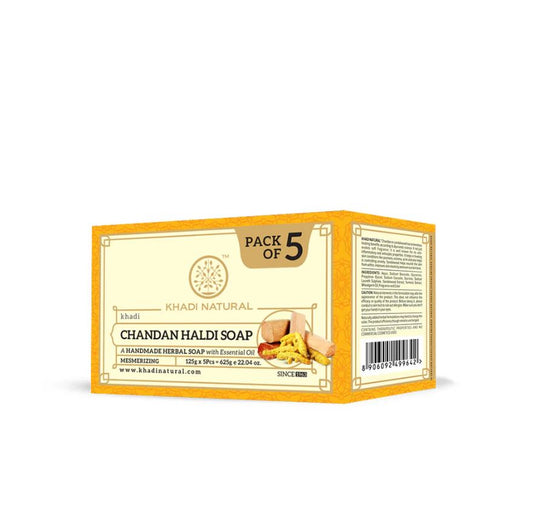 Khadi Natural Chandan Haldi Soap Skin Brightening Pack of 5 (5×125g)