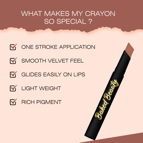 Lip Crayon Lipstick for Women, Lightweight & Nourishing Formula, 03 - Lip Eclair, Brown, 2.5 g