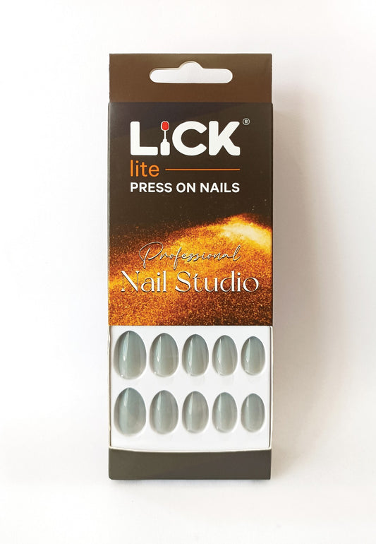 Lick Lite! Stick On Nails | Reusable False/Artificial/Fake Stick on Nails - Grey - 24 pcs