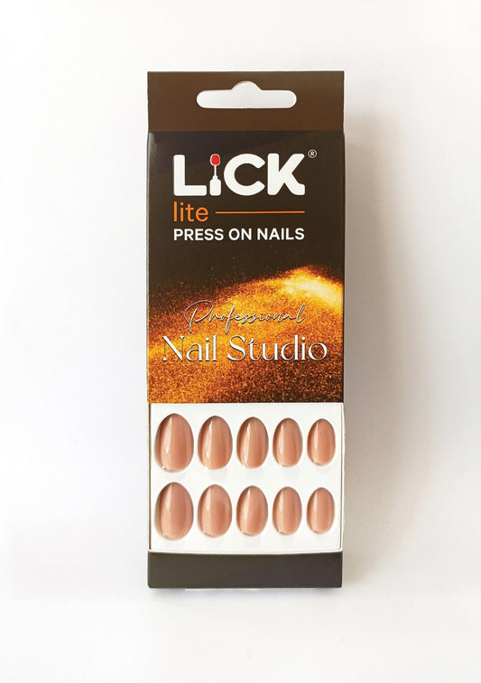 Lick Lite! Stick On Nails | Reusable False/Artificial/Fake Stick on Nails - Glossy Beige - 24 pcs