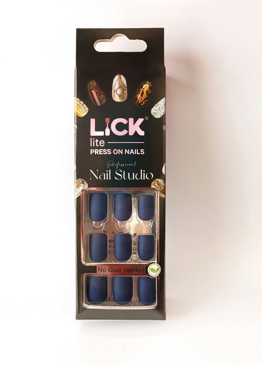 Lick Lite! Stick On Nails | Reusable False/Artificial/Fake Stick on Nails -  Blue  - 24 pcs