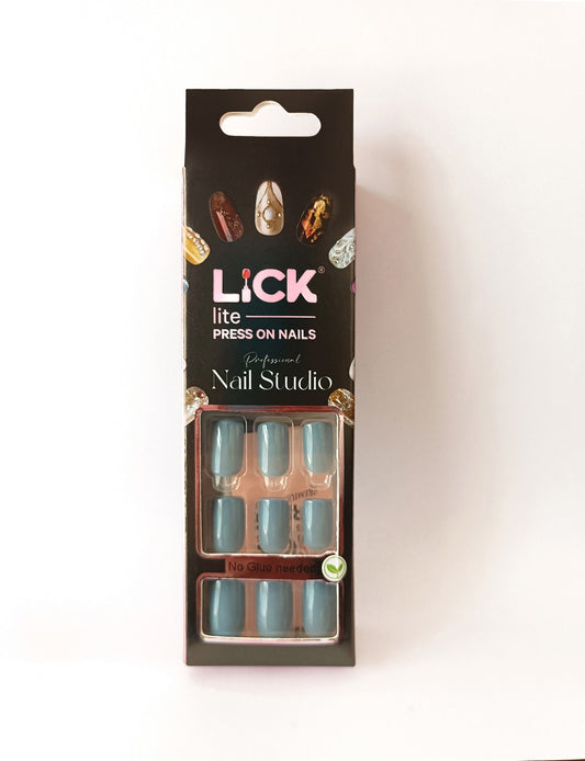 Lick Lite! Stick On Nails | Reusable False/Artificial/Fake Stick on Nails -  Sky Blue  - 24 pcs