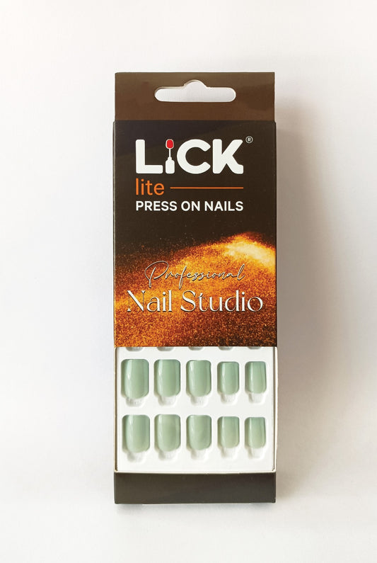 Lick Lite! Stick On Nails | Reusable False/Artificial/Fake Stick on Nails -  Green - 24 pcs