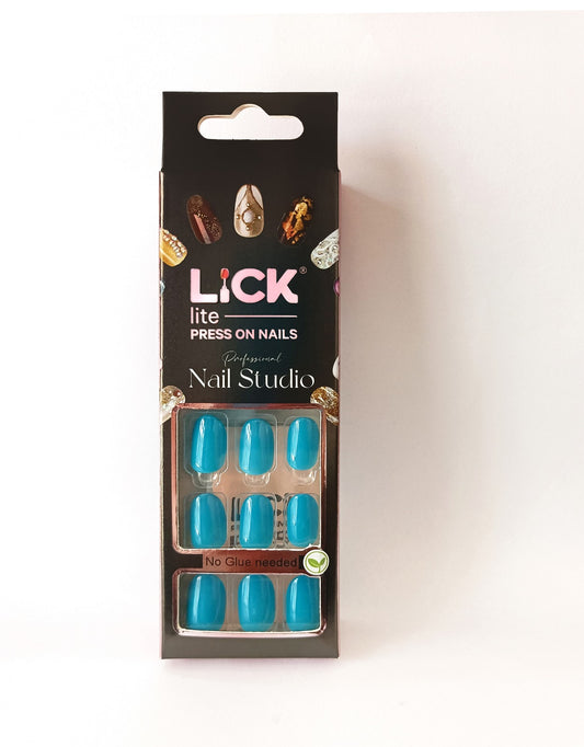 Lick Lite! Stick On Nails | Reusable False/Artificial/Fake Stick on Nails -  Turquoise - 24 pcs