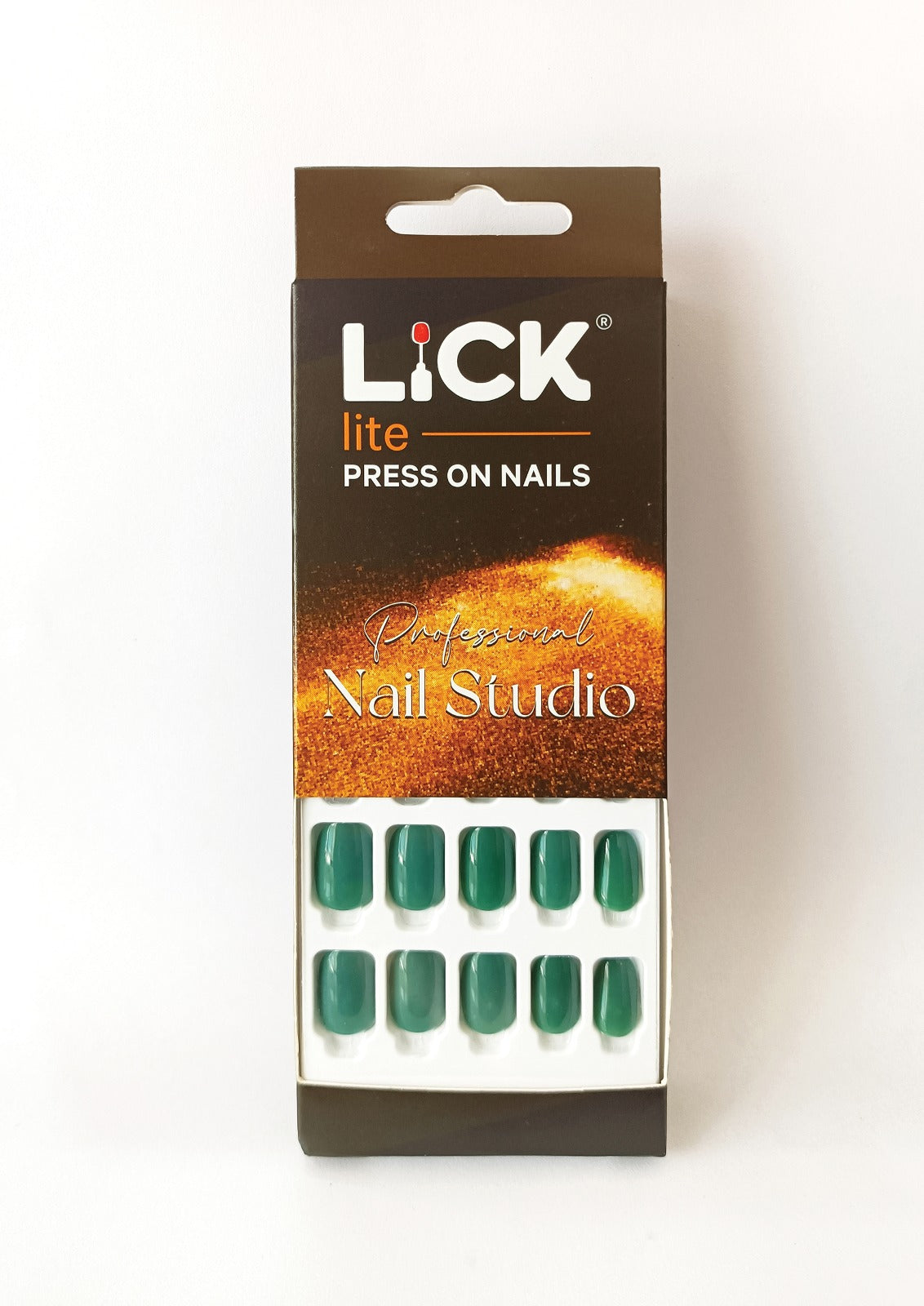 Lick Lite! Stick On Nails | Reusable False/Artificial/Fake Stick on Nails -  Green  - 24 pcs