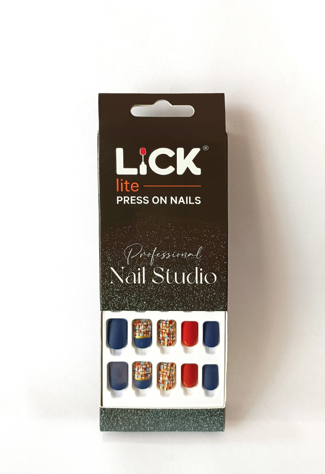 Lick Lite! Stick On Nails | Reusable False/Artificial/Fake Stick on Nails - Dark Navy Blue  - 30 pcs