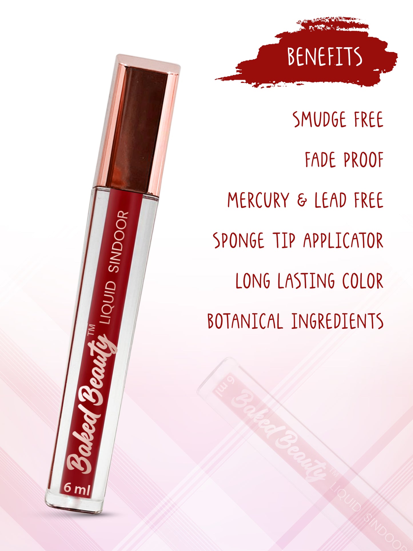 Liquid Sindoor with Long Lasting Wear, Smudge proof and Quick Dry Formula, Deep Red - 6ml