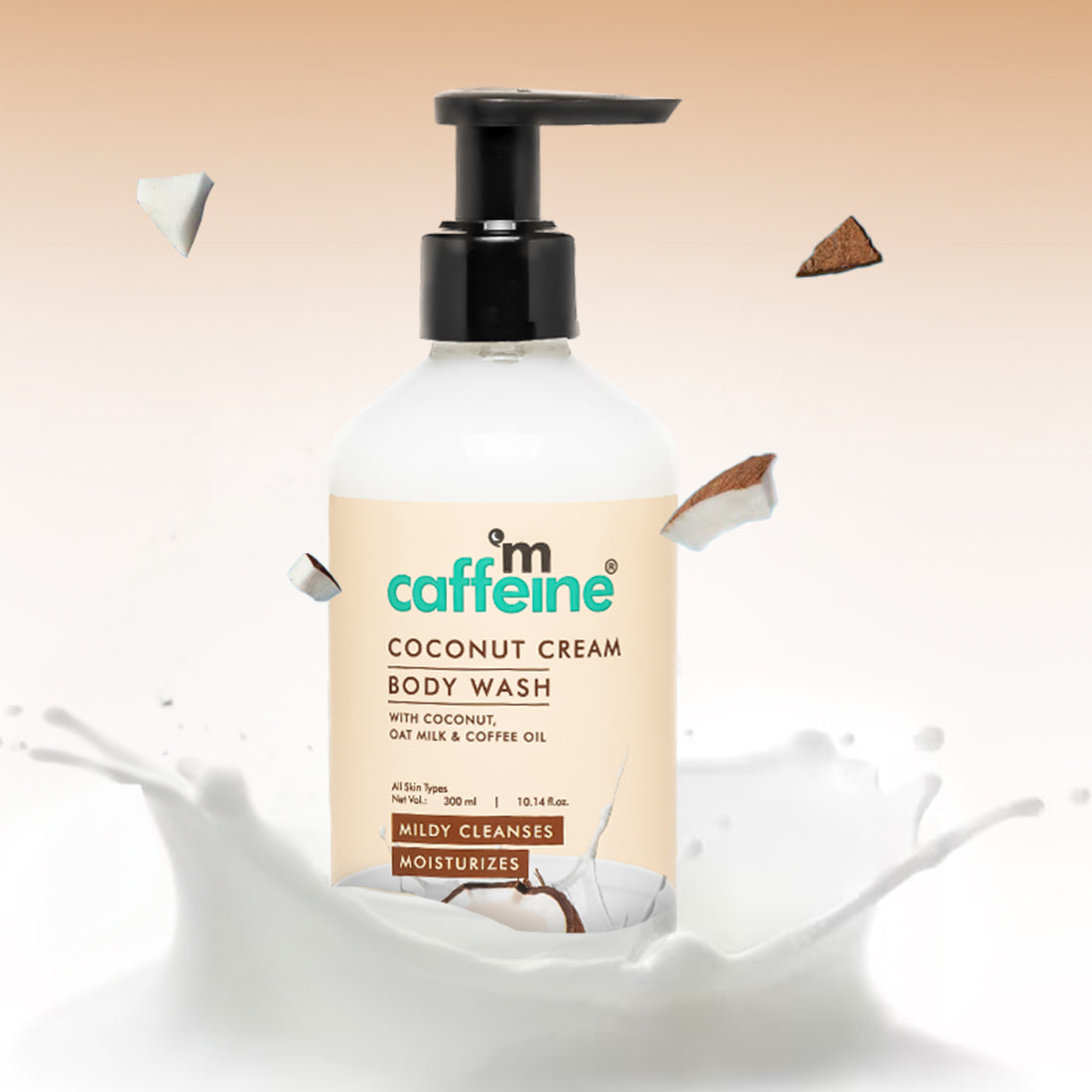 mCaffeine Coconut Cream Body Wash with Calming Coconut Aroma, Mildly Cleansing for Soft & Smooth Skin - ( Pack of 2 )