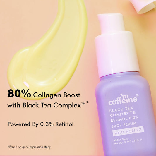 mCaffeine Retinol 0.3% & Black Tea Complex™ Anti Ageing Face Serum for Fine Lines & Wrinkles | Fights Signs of Ageing & Boosts Collagen by 80% - 20 ml