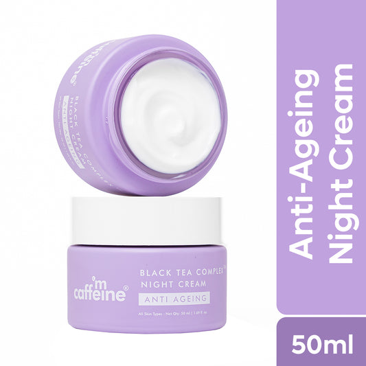 mCaffeine Anti Ageing Night Cream with Black Tea Complex™ for Fine Lines & Wrinkles | Fights Signs of Ageing & Boosts Collagen by 80% | Daily Use -50ml