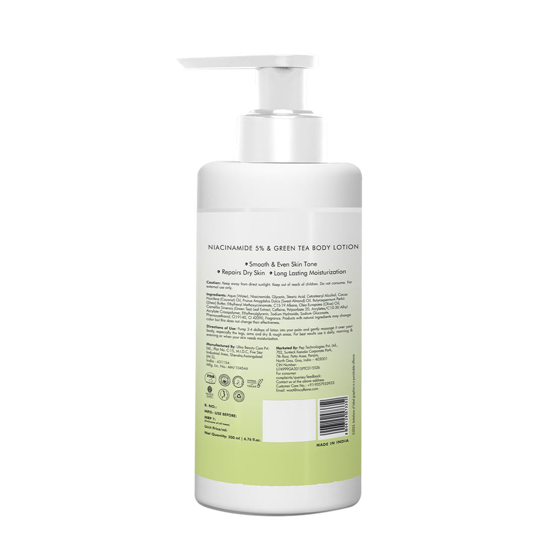 mCaffeine Green Tea & 5% Niacinamide Serum Body Lotion - 200 ml