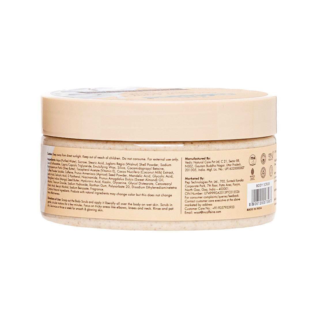 mCaffeine Coconut Cookie Body Scrub with Coffee |Exfoliates, Removes Tan, Treats Pigmentation