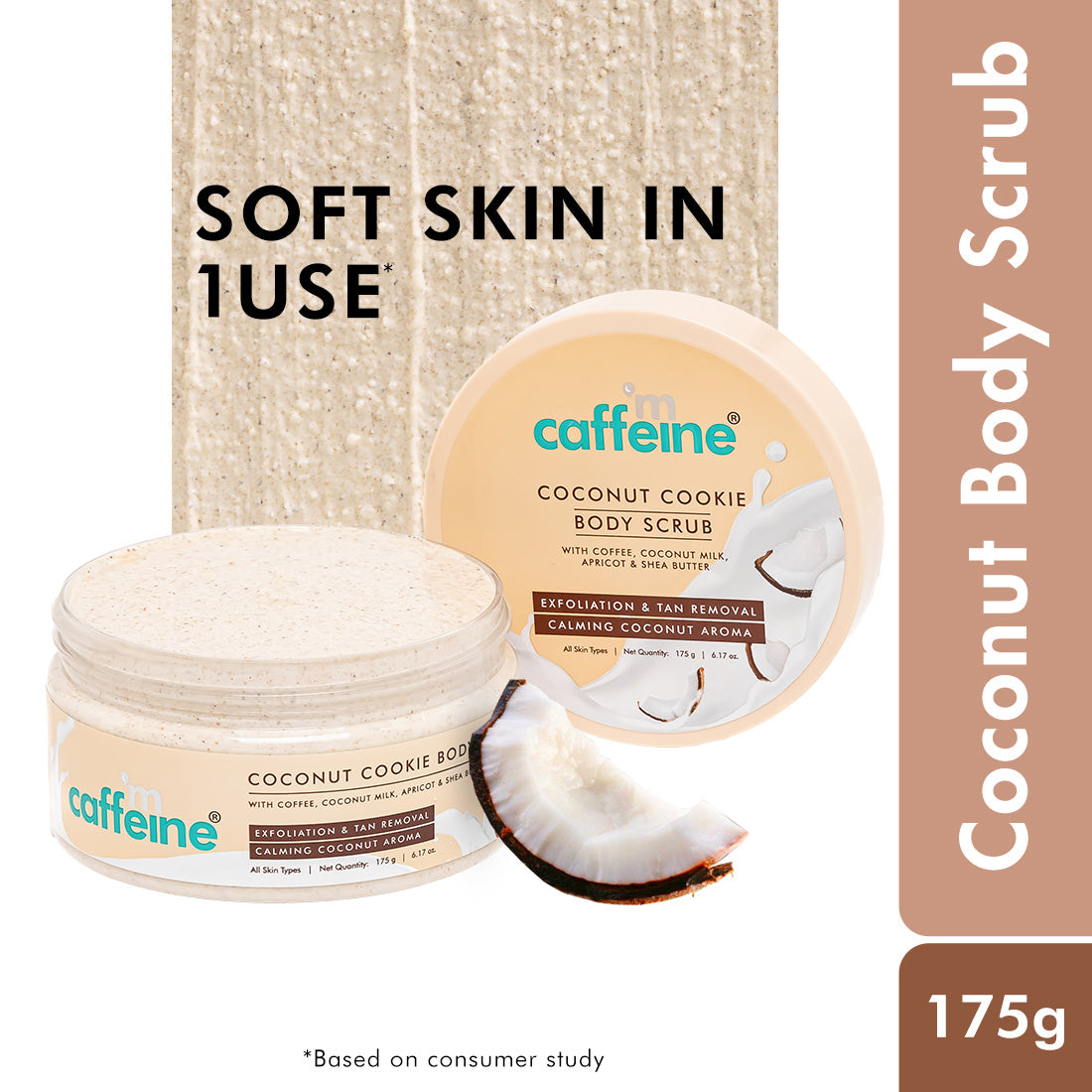 mCaffeine Coconut Cookie Body Scrub with Coffee |Exfoliates, Removes Tan, Treats Pigmentation