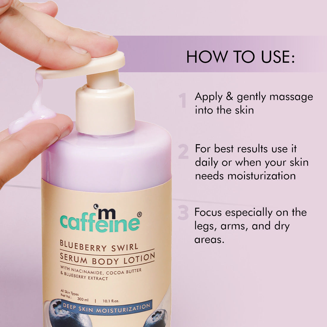 mCaffeine Blueberry Swirl Serum Body Lotion | Deep Moisturization With Niacinamide & Cocoa butter