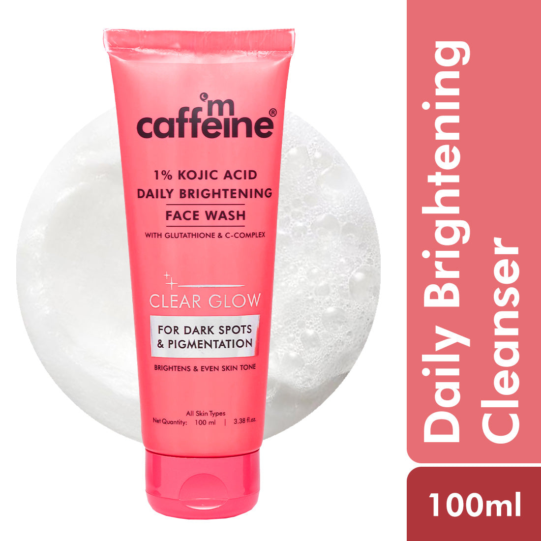 mCaffeine CLEAR GLOW 1% Kojic Acid Daily Brightening Face Wash For Dark Spots & Pigmentation