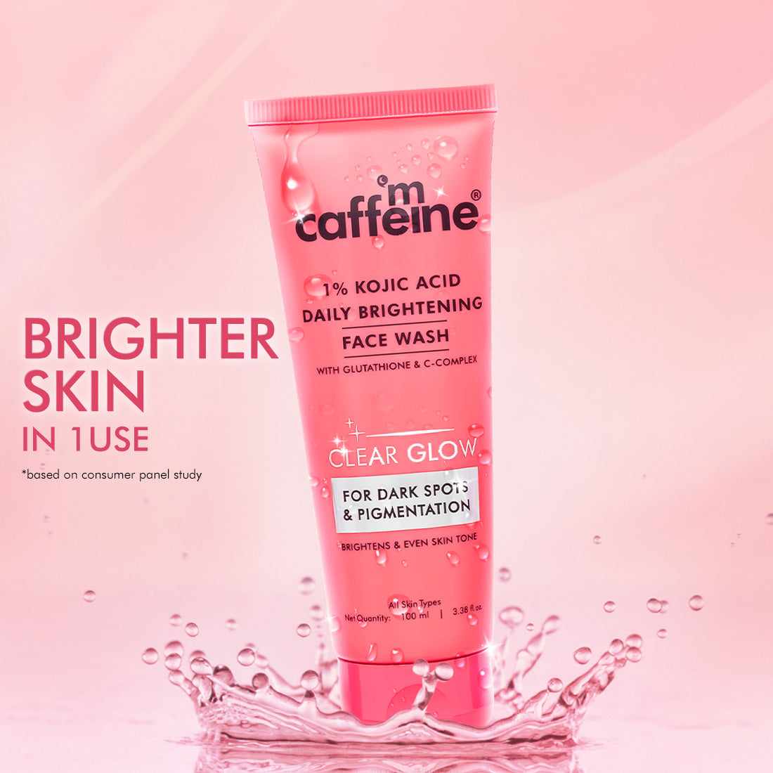 mCaffeine CLEAR GLOW 1% Kojic Acid Daily Brightening Face Wash For Dark Spots & Pigmentation