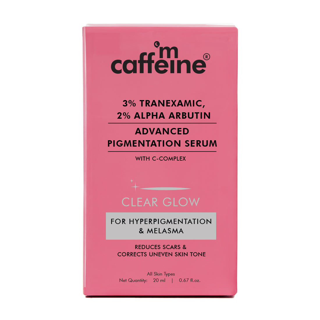 mCaffeine CLEAR GLOW 3% Tranexamic,2% Alpha Arbutin Advanced Pigmentation Serum Treatment For Melasma