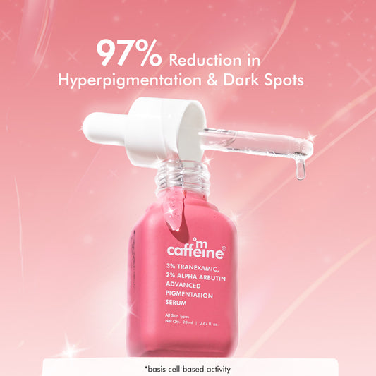 mCaffeine CLEAR GLOW 3% Tranexamic,2% Alpha Arbutin Advanced Pigmentation Serum Treatment For Melasma