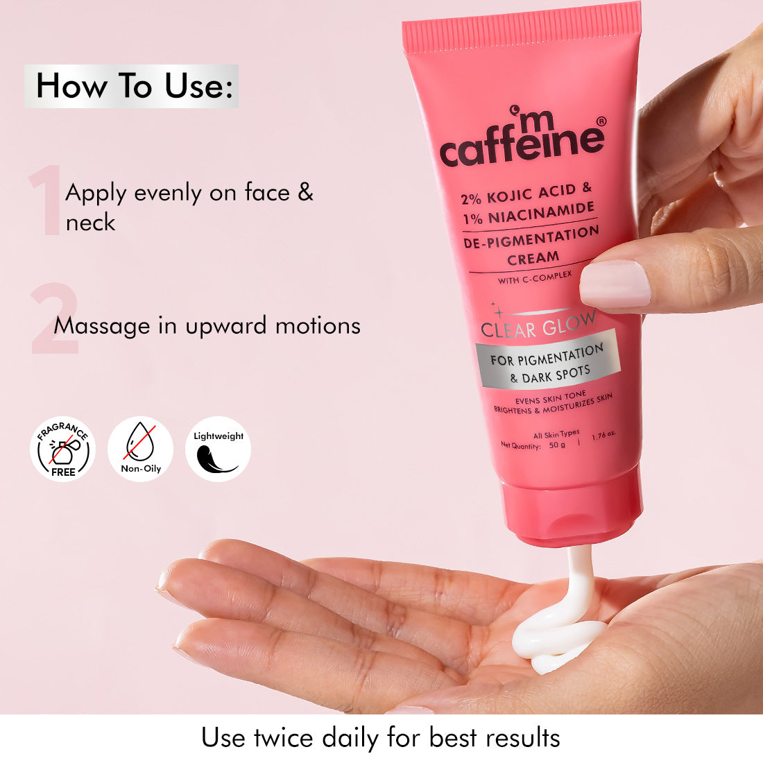 mCaffeine CLEAR GLOW 2% Kojic Acid 1% Niacinamide Pigmentation Removal Face Cream-Reduce Dark Spots