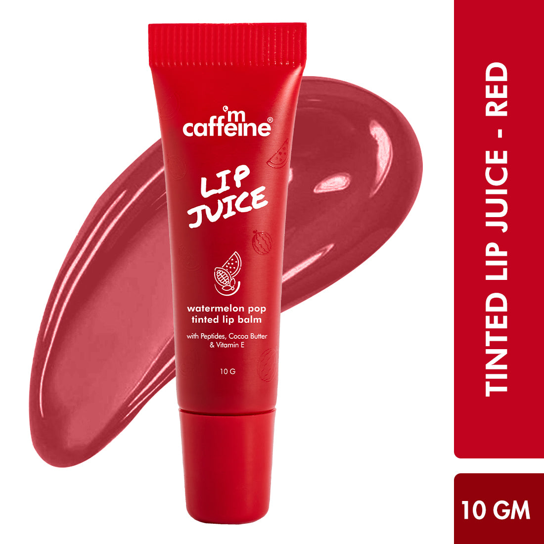 mCaffeine Lip Juice Tinted Lip Balm - Watermelon POP | Sheer Red Tint | 24 hrs Moisturization