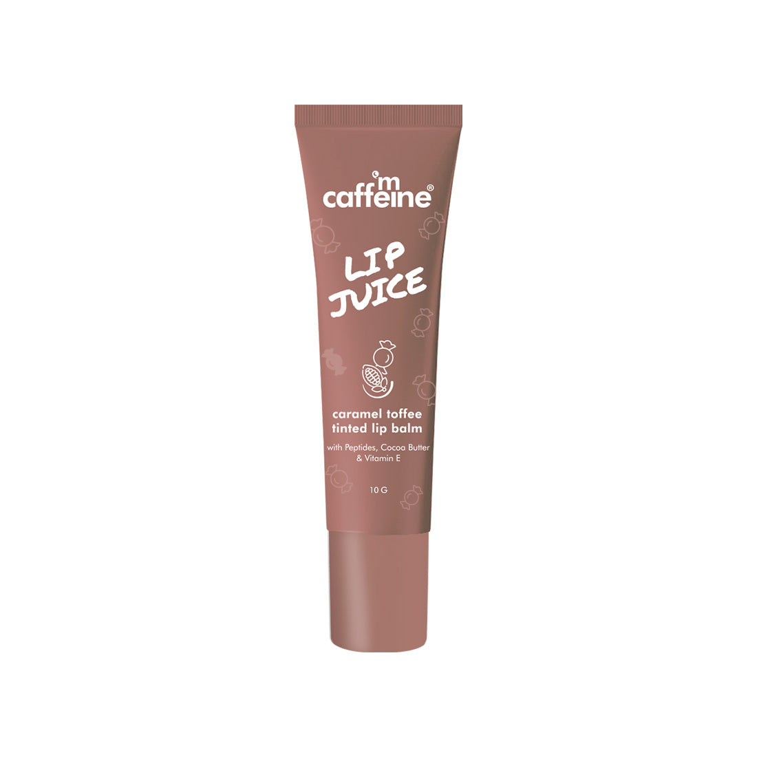 mCaffeine Lip Juice Tinted Lip Balm - Caramel Toffee | Sheer Brown Tint | 24 hrs Moisturization