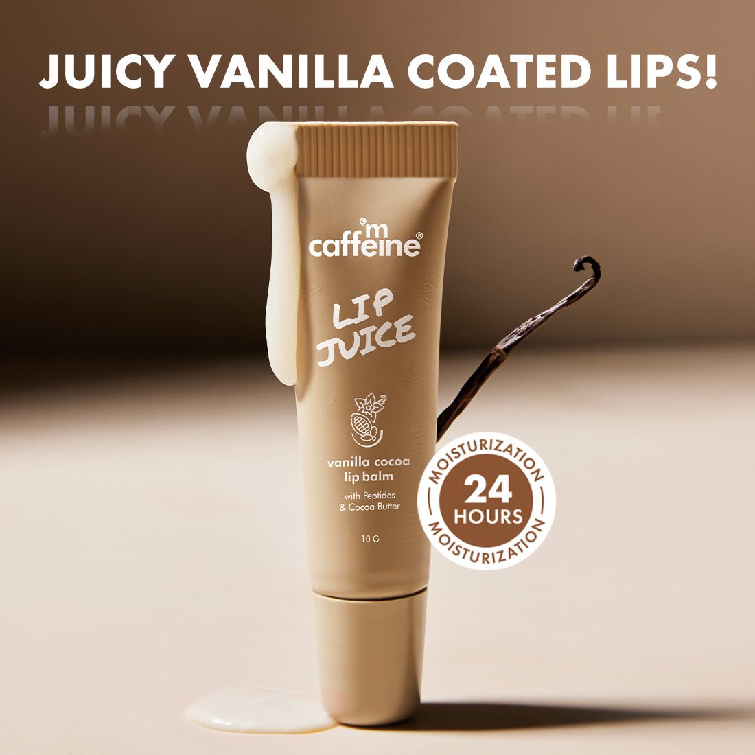 mCaffeine Lip Juice Vanilla Cocoa Lip Balm | 24 hrs Moisturization | Sweet Vanilla Flavor