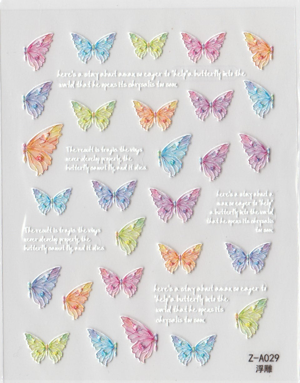 5D Self-Adhesive Nail Art Stickers - Butterfly A029