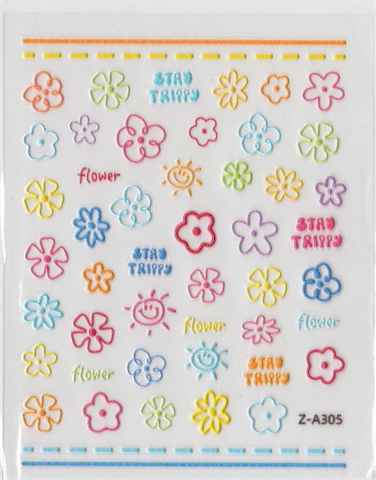 5D Self-Adhesive Nail Art Stickers - Stay Trippy A305