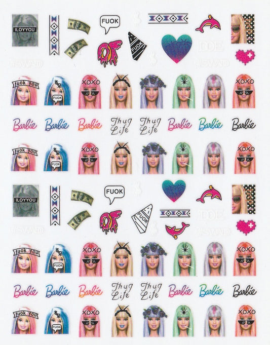 3D Self-Adhesive Nail Art Stickers - Barbie 001