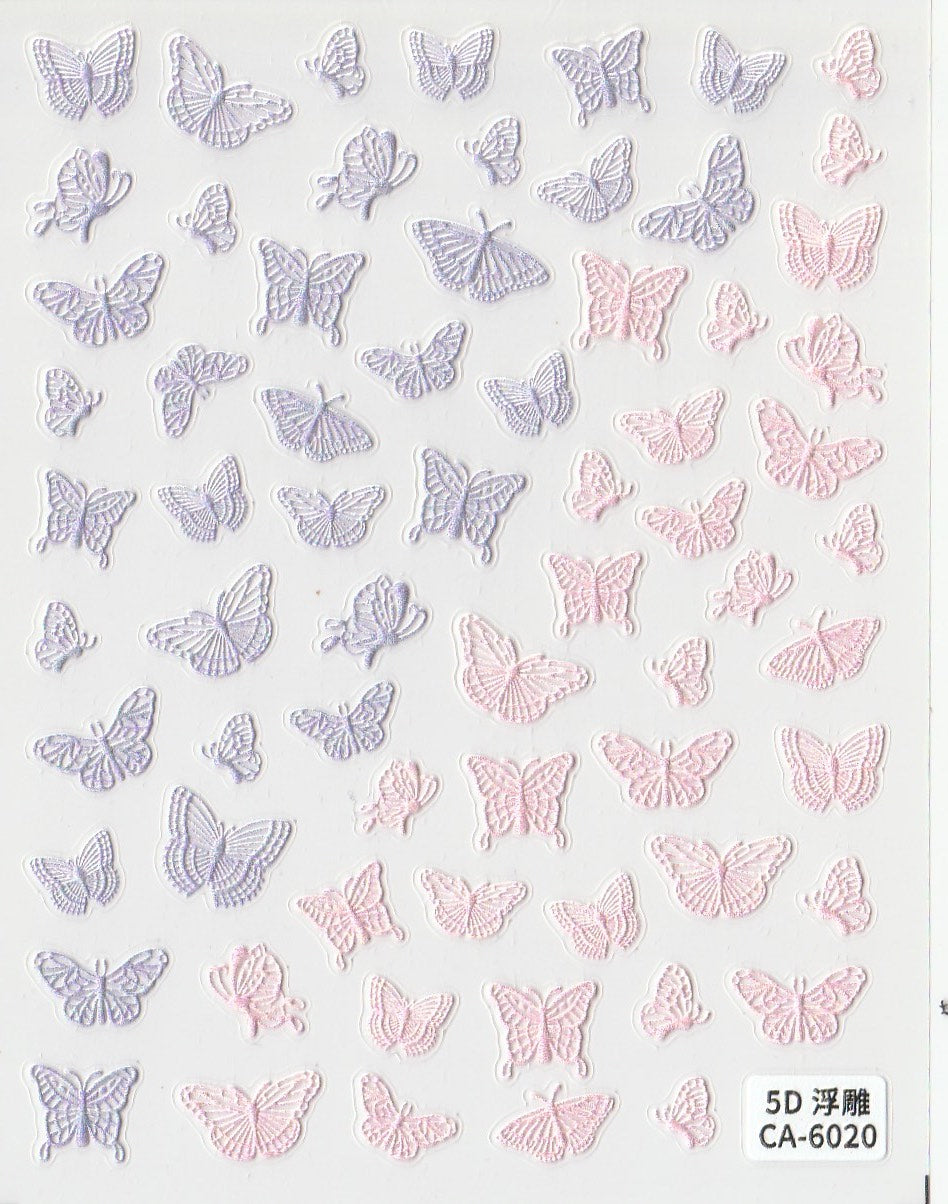 5D Self-Adhesive Nail Art Stickers - Butterfly 6020