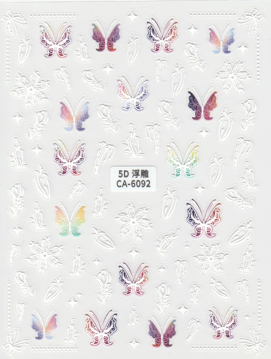 5D Self-Adhesive Nail Art Stickers - Butterfly 6092