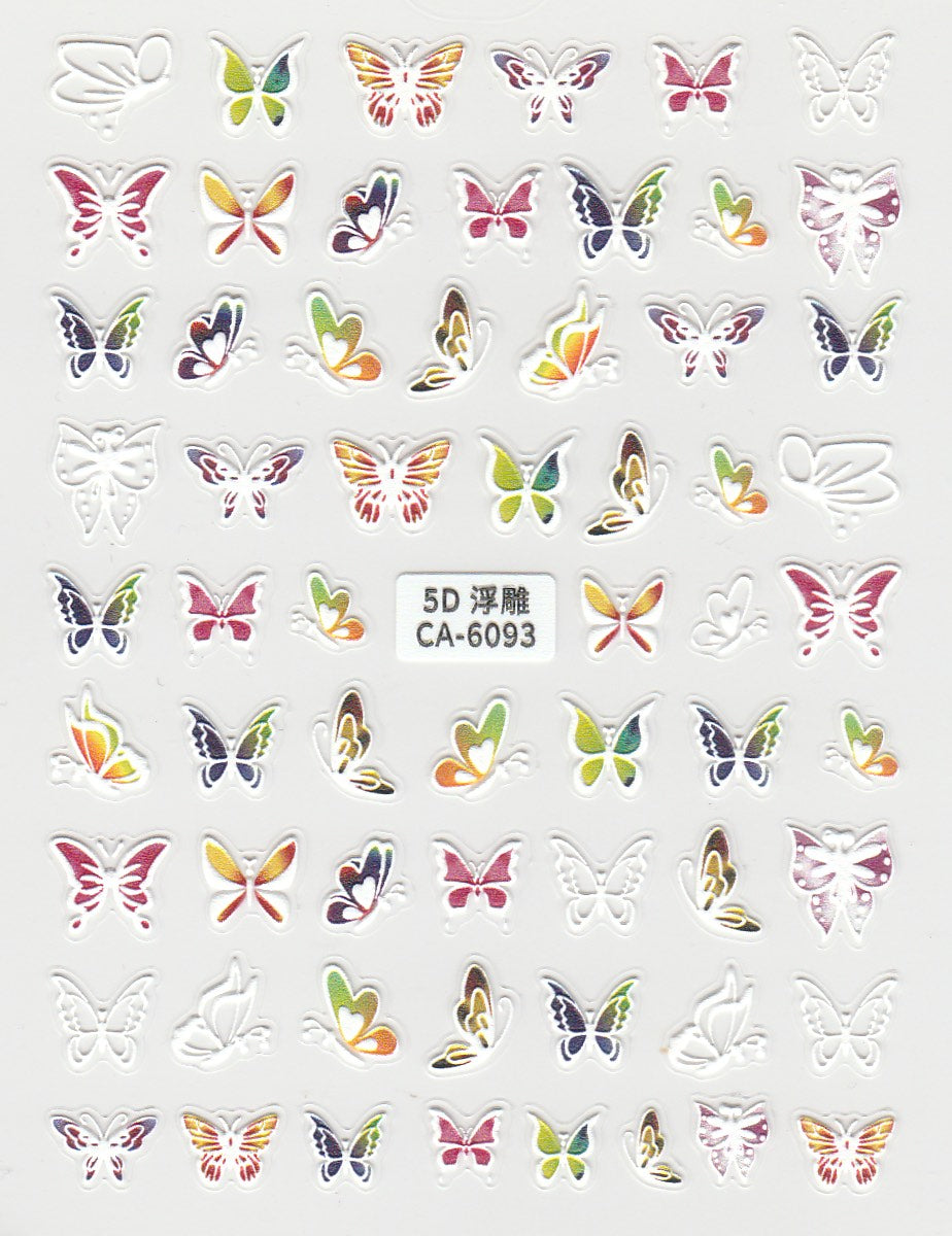 5D Self-Adhesive Nail Art Stickers - Butterfly 6093