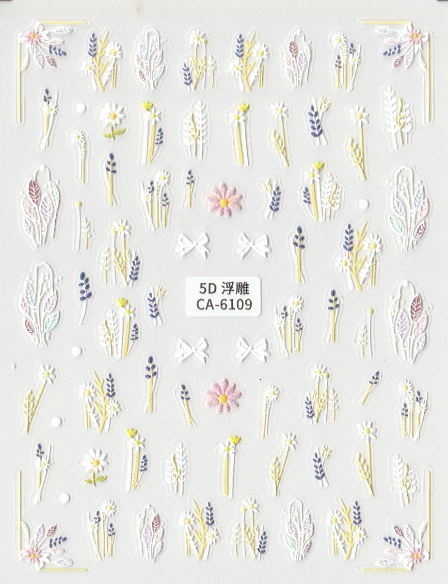 5D Self-Adhesive Nail Art Stickers - Flowers 6109