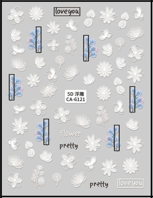 5D Self-Adhesive Nail Art Stickers - Flowers CA-6121