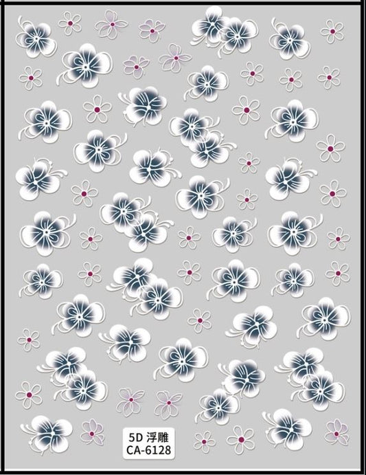 5D Self-Adhesive Nail Art Stickers - Flowers CA6128